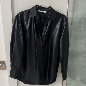 Zara Men's Black Croc-Embossed Shirt